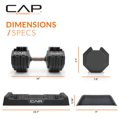 CAP Barbell 55 lb Pair of Adjustable Dumbbells with Full Rotation Copper Handle