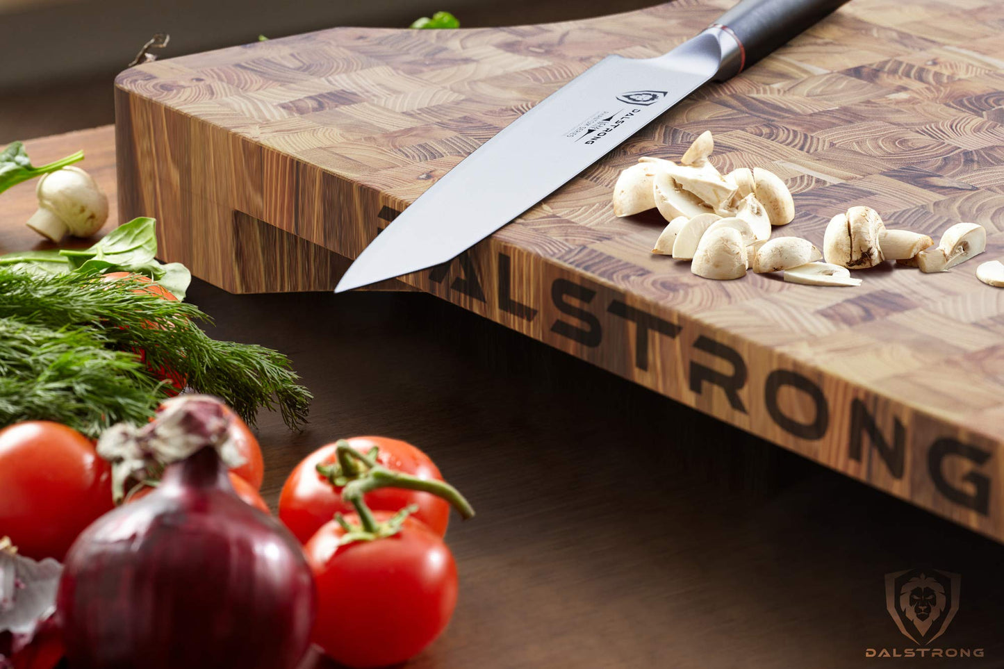 Dalstrong Massive XL Cutting Board - Lionswood End-Grain Teak - 25" x 18"-Steel Carrying Handles -Serving Board - Large Cutting Boards For Kitchen- eat Cutting Board-Two Sizes