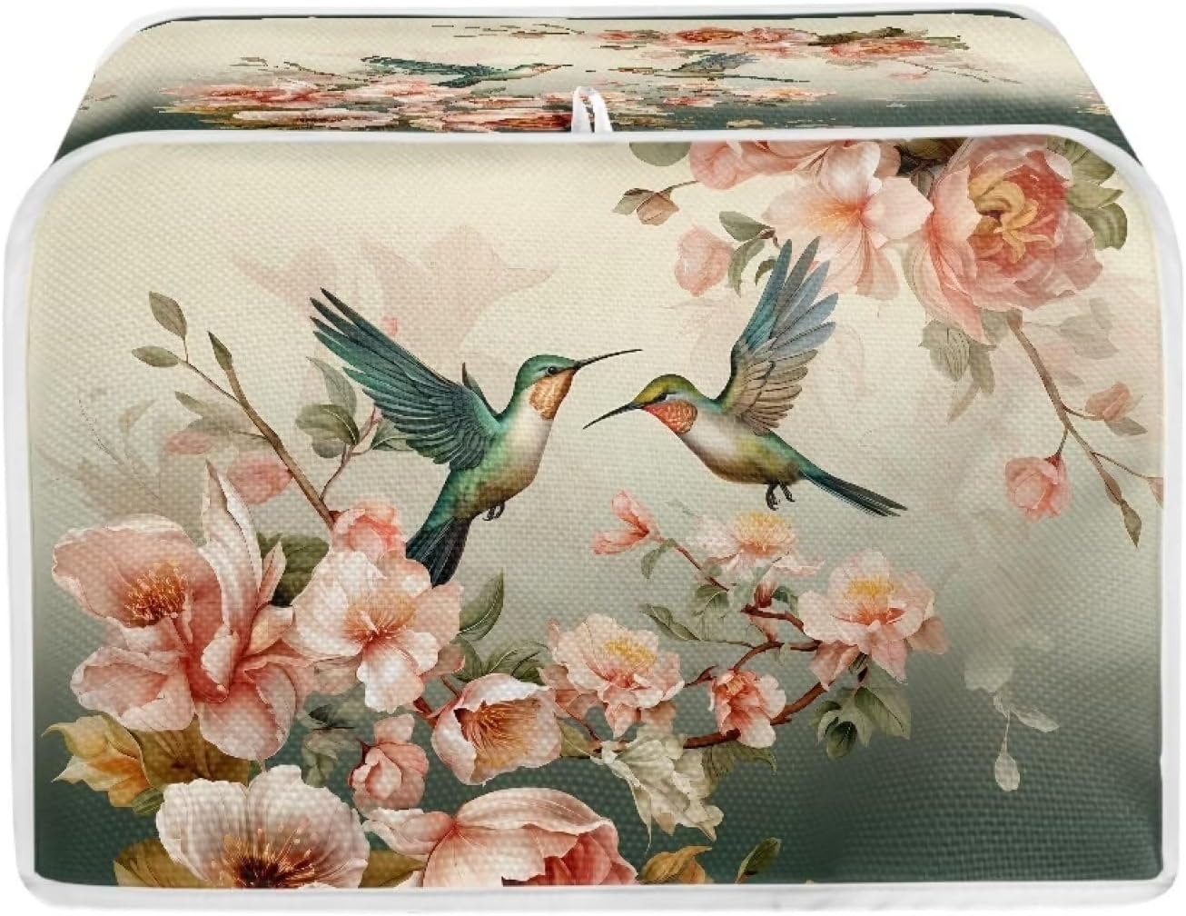 Hummingbird Floral Print 2 Slice Toaster Cover, Dust Protection Kitchen Appliance Cover with Handle, Washable