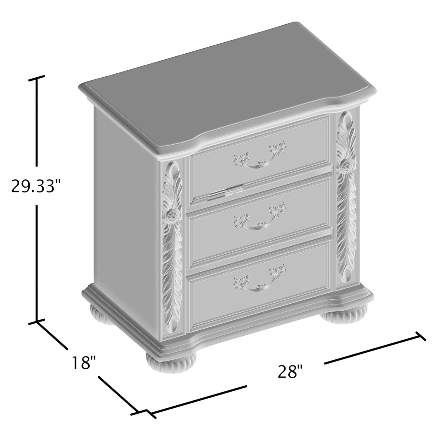Furniture of America Caldara ‎Traditional 3-Drawer Wood Nightstand, Bedside Table, Small Dresser for Bedroom, Living Room, Home Office, Brown Cherry