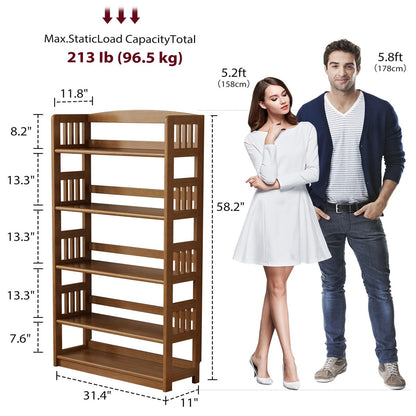 AnywaysWood 5-Tier Solid Wood Open Bookcase,Modern Display Bookshelf,Farmhouse Wide Etagere Bookcase, Freestanding Storage Cabinet for Study Room Office Living Room Flower Rack