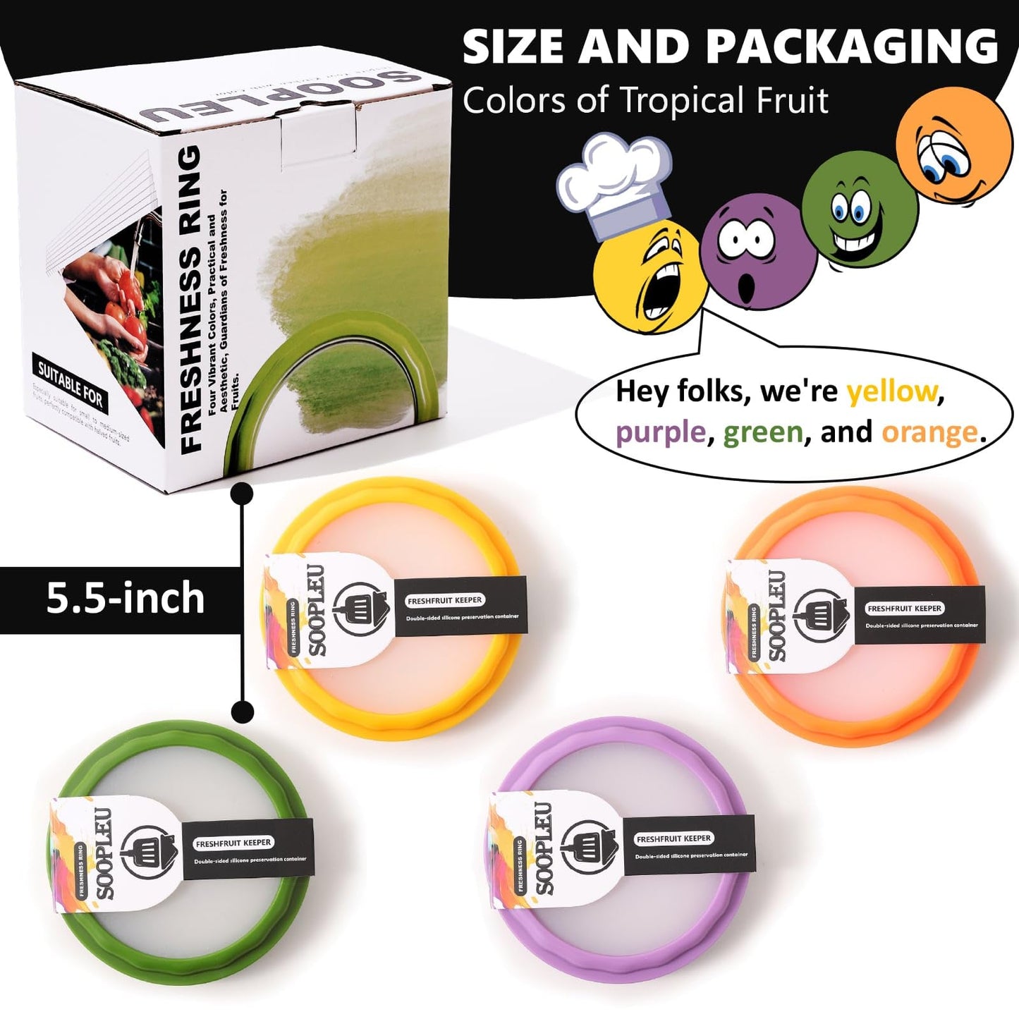 SOOPLEU Avocado Saver 4-Pack: Fresh-Lock Containers for Tomatoes, Onions & Lemons | Reusable Fridge Storage | Ideal for Garlic, Potatoes & Produce Preservation