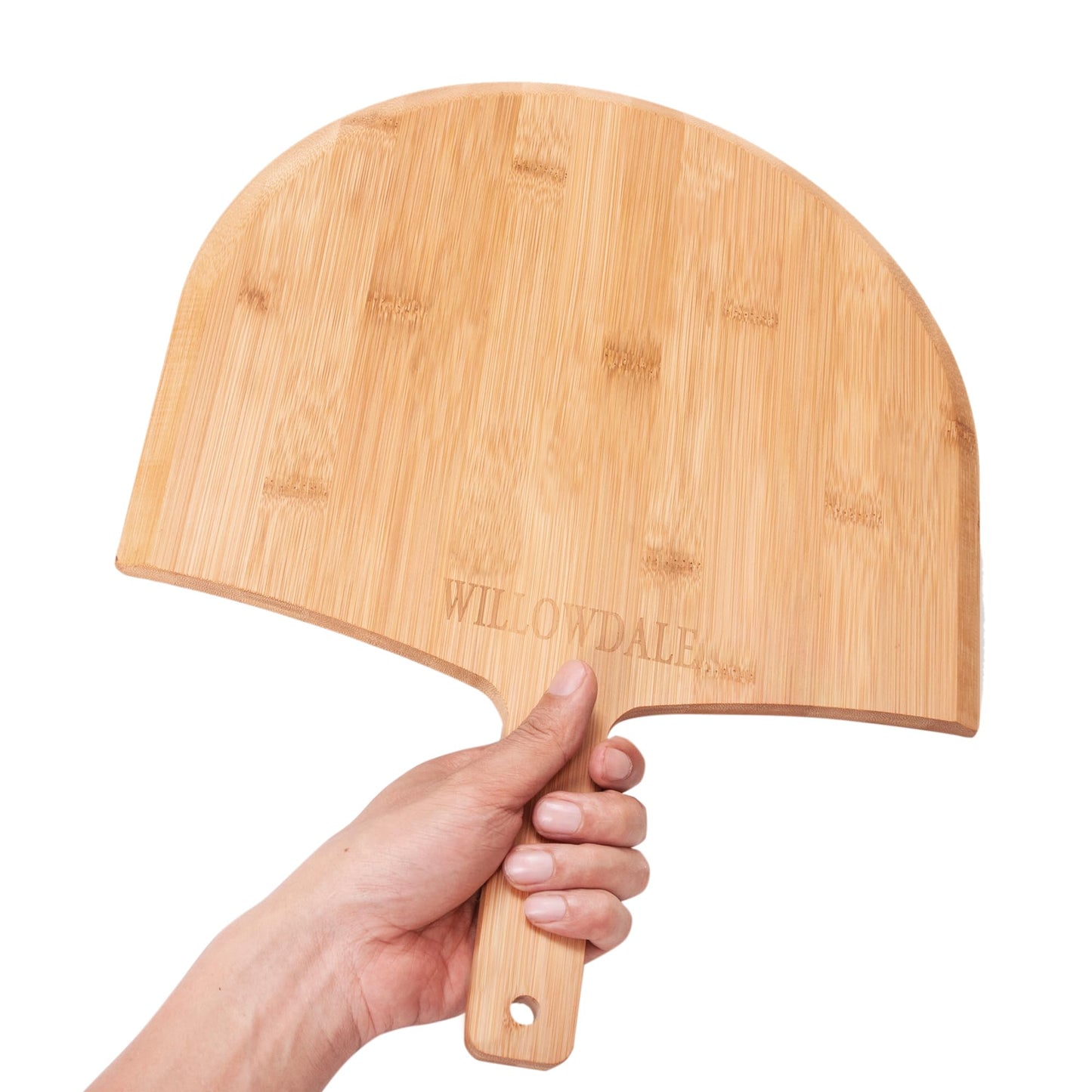 WILLOWDALE 12 Inch Wood Pizza Peel, 2pcs Kitchen Bamboo Pizza Paddle Spatula, Large Pizza Oven Accessories for Baking with Handle, Wooden Cutting Serving Board for Cheese Bread Pie Fruit Vegetable