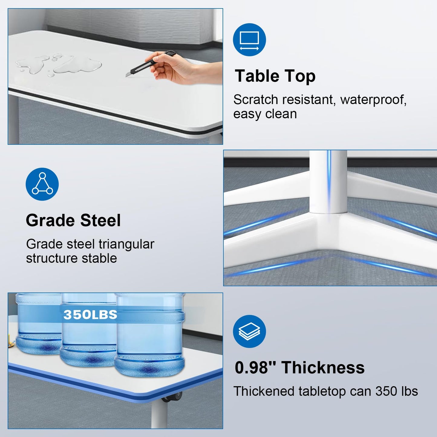Modular Folding Conference Room Table with Wheels - 4 Pack Flip Top Mobile Training Table,Modern Meeting Tables 2-30 Person,White,55.1"x21.6"x29.5"