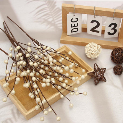 12Pcs NBGV Winter Decorations Artificial Berry Stems White Berry Picks for Christmas Holiday Flower Arrangements Home