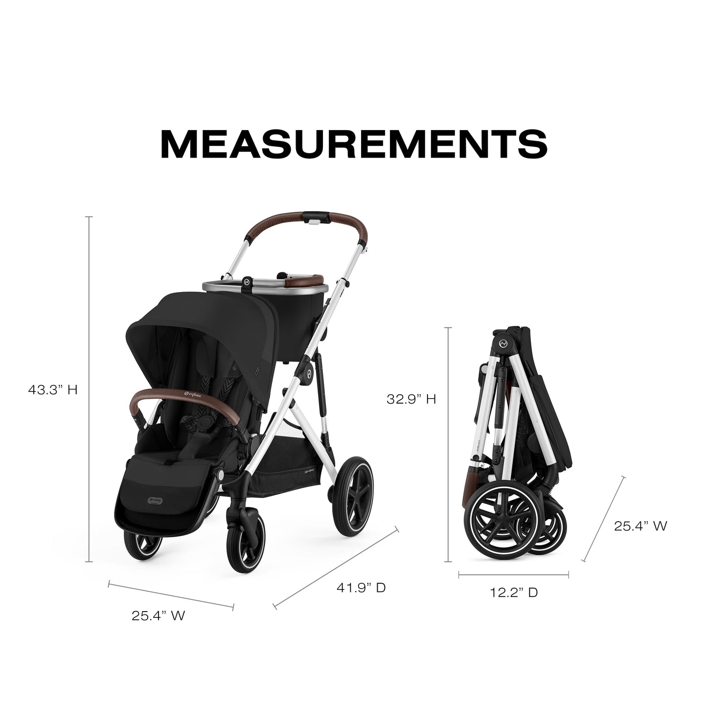Cybex Gazelle S All-in-One Toddler and Baby Stroller with Over 20 Modular Configurations, Ergonomic Near-Flat Recline, Shopper Basket, and Compact Fold, Moon Black, Silver Frame