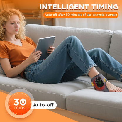Cordless Ankle Massager with Heat, Ankle Heating Pad, USB Rechargeable Heated Brace Wrap Warmer, 5 Heat Levels, 3 Vibration Modes, Auto Shut Off