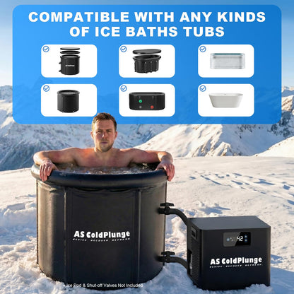 AS ColdPlunge Ice Bath Water Chiller for Cold Plunge Tubs, 1/3 HP Cold Plunge Chiller with Built-in Filter & Pump, Submersible Pump, Insulated Hoses, Ideal for Ice Bath Cold Therapy Recovery 110V