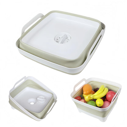 Collapsible Wash Basin for Baby Bottles - 2.4 Gallons Portable Wash Bin for RV Camping Sink, Space-Saving Dish Tub (Gray)