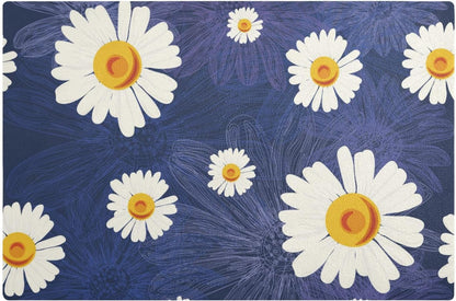 Coffee Mat Leather Coffee Bar Mat, Absorbent Dish Drying Mat 18x12 Inch for Countertops, Blue Sunflower Design