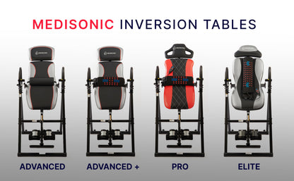 MediSonic Elite Inversion Table with Adjustable & Removable Lumbar Pad, Comfortable Ankle Security Cups, Multiple Inversion Angles, Heavy-Duty Frame, 300 lb Capacity, Gray