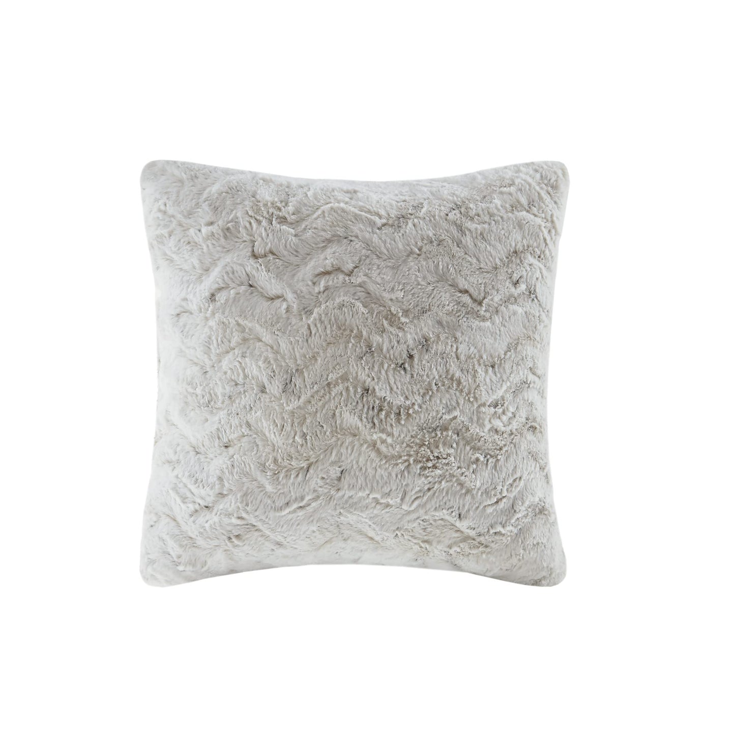 Madison Park Zuri Faux Fur Ombre Stripe Ultra Soft Luxury Decorative Throw Pillows, For Couch Bed With Insert, 20" x 20", Grey