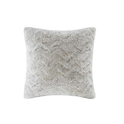 Madison Park Zuri Faux Fur Ombre Stripe Ultra Soft Luxury Decorative Throw Pillows, For Couch Bed With Insert, 20" x 20", Grey