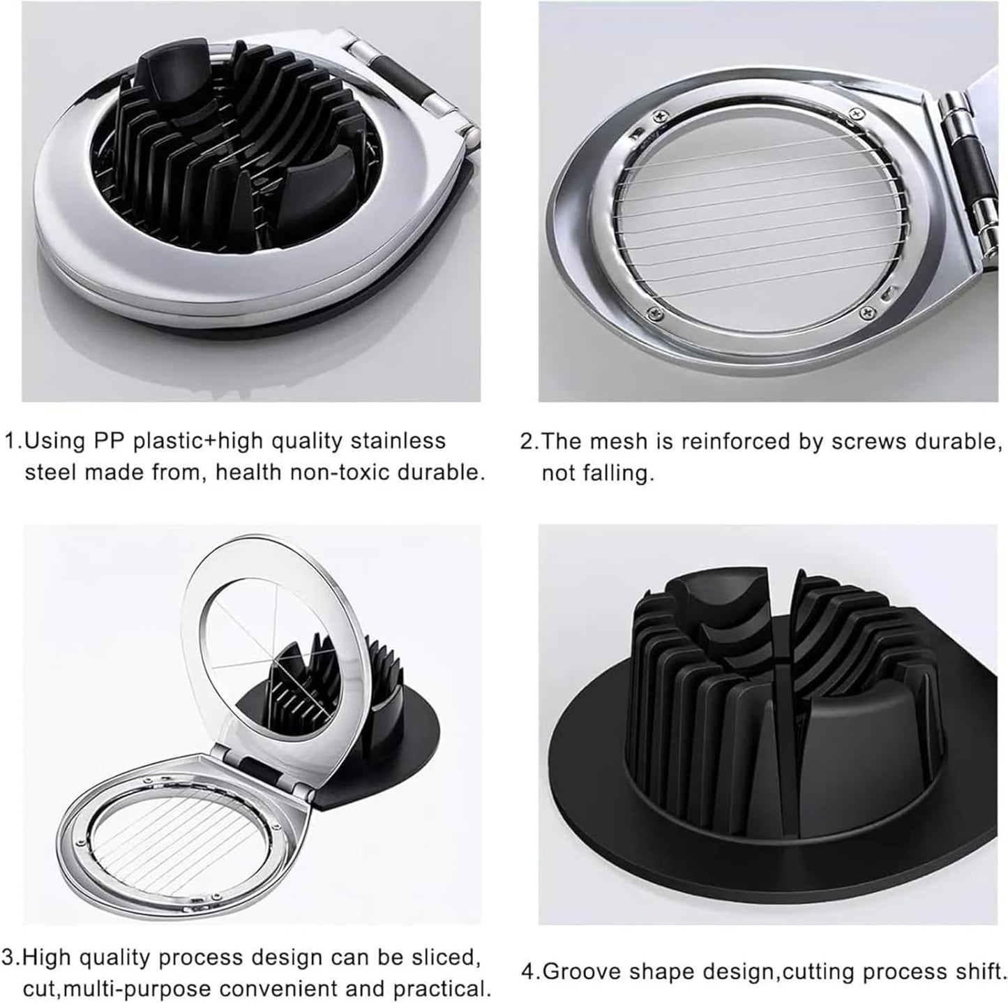 BIBURY Egg Slicer for Hard Boiled Eggs, Heavy Duty Stainless Steel Wire Cutter with 3 Slicing Styles, Easy to Clean