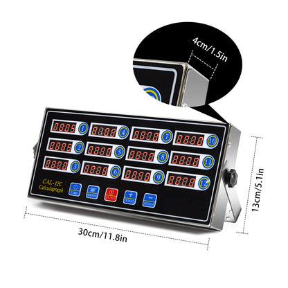 Commercial 12 Channel Kitchen Timer Digital Restaurant Timers Professional LED Adjustable Alarm Cooking Reminder