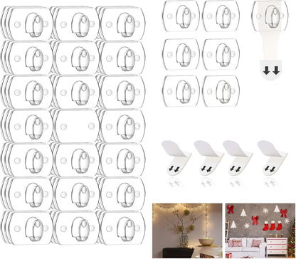 Ainiv 3-Packs 60 60 Indoor Mini Light Clips, Damage Free Hanging Christmas String Light Hooks with Adhesive Strips