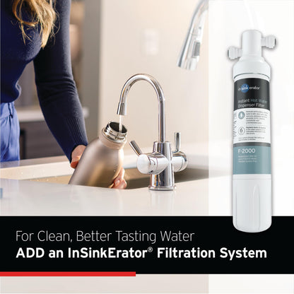 InSinkErator Stainless Steel Tank, HC250MBLK-SS HOT250 System, 2-Handle Drinking Faucet in Matte Black with 2/3-Gallon, Filter-Compatible Instant Hot/Cold Water Dispenser