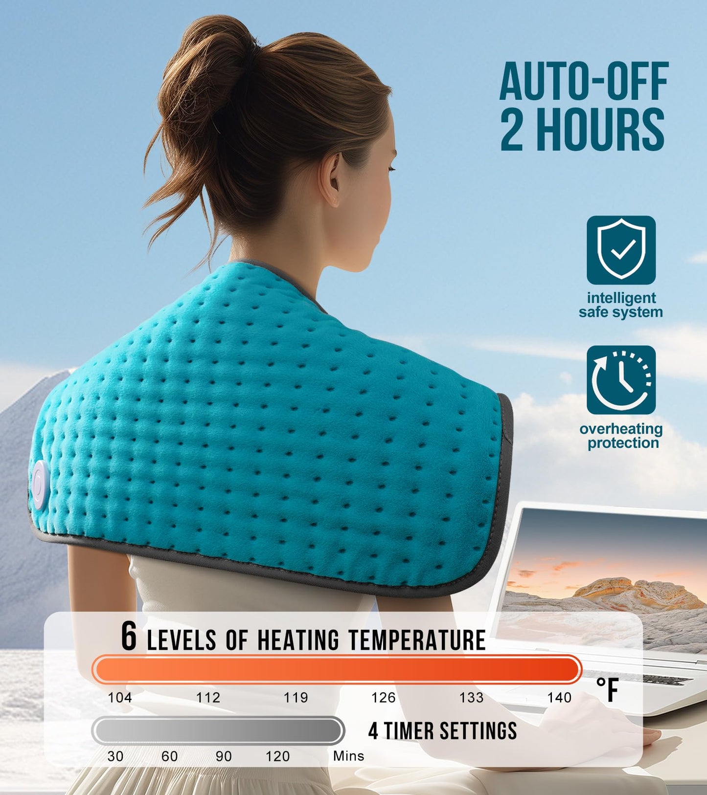Heating Pad for Back Pain Relief, Gifts for Women, Mom, Men, Dad, Valentines Day, Mothers Day, Christmas, Heat Pads for Cramps, Shoulder, Waist, Abdomen, XL 12"x24" Heat Pad Machine Washable