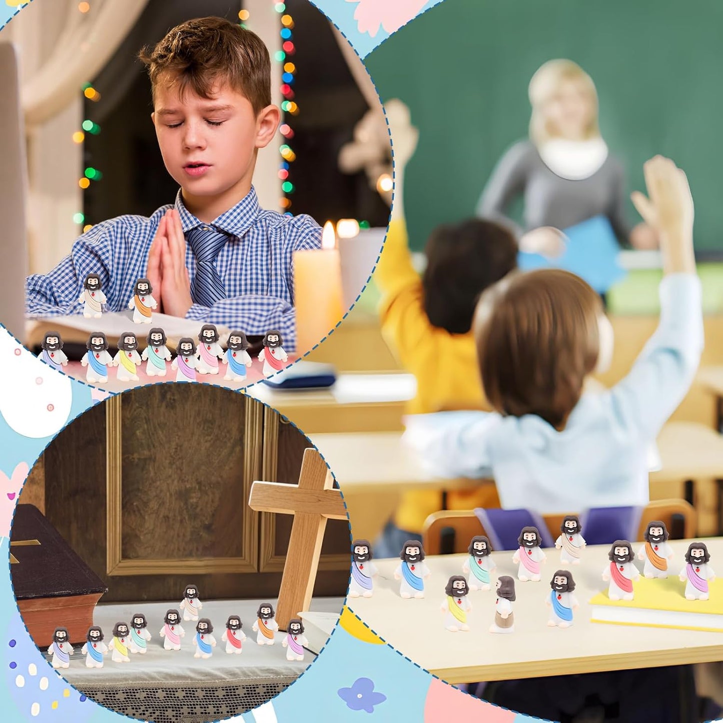 Owurha Pocket Jesus Mini Figures - 100 Pcs Original Design Religious Party Favors | Baptism & Easter Gifts