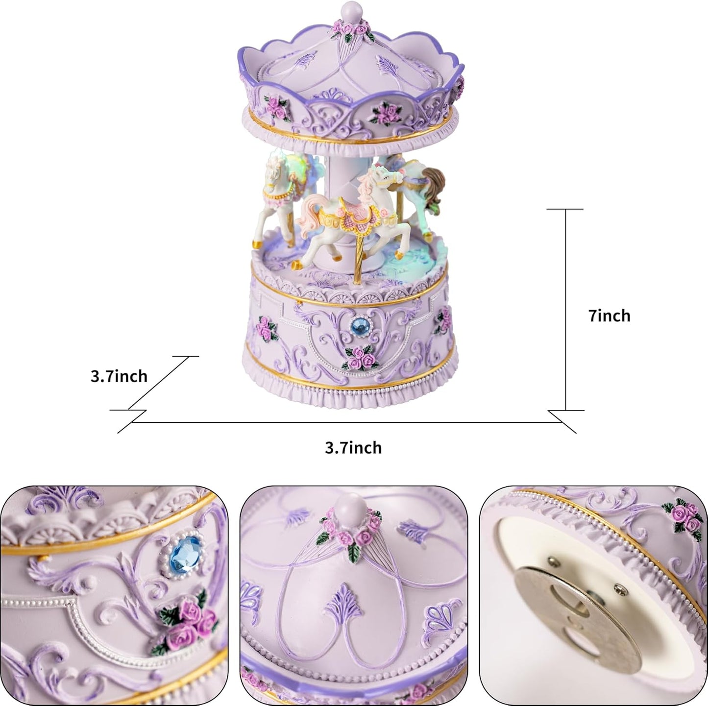 Carousel Horse Music Box for Girls, Purple Musical Box for Women Kids Wife Mom Daughter Birthday Anniversary Valentine