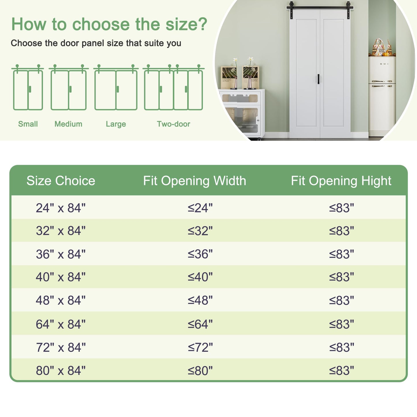 72" x 84" 1 Panel Bifold Barn Door, 80" Track Kit for 4 Closet Doors, Pre-Assembled Panel Bi-fold Barn Door for Pantry, Primed White Finish with Water-Resistant and Scratch-Resistant, Paintable