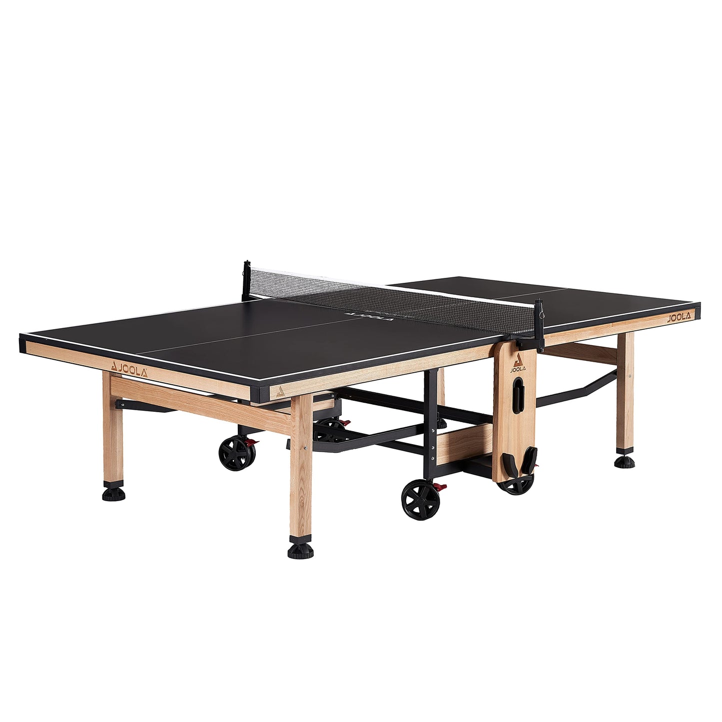 JOOLA Madeira Indoor Table Tennis Table - Wood & Steel Contemporary Design - Regulation Size High-End Ping Pong Table with Built in Racket & Ball Holders - Tournament Level Permanent Ping Pong Net