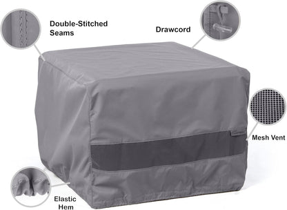 300D 18W 18D 18H, Covermates Elite Square Ottoman Cover Heavy-Duty Polyester, Water-Resistant, Mesh Vent, Drawcord