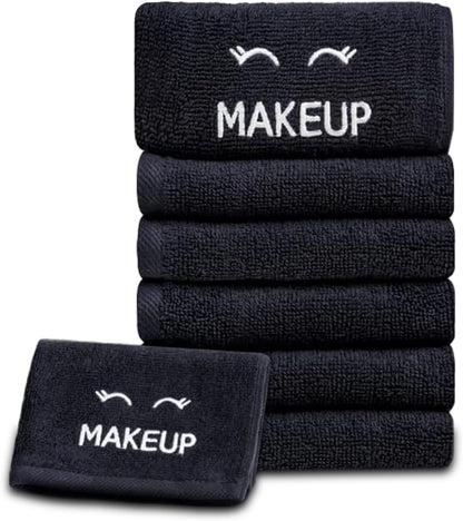 12 Pack 13 13 White Classic Bleach Safe Black Makeup Washcloths for Face Cleansing, - Super Soft Luxury Cotton Black