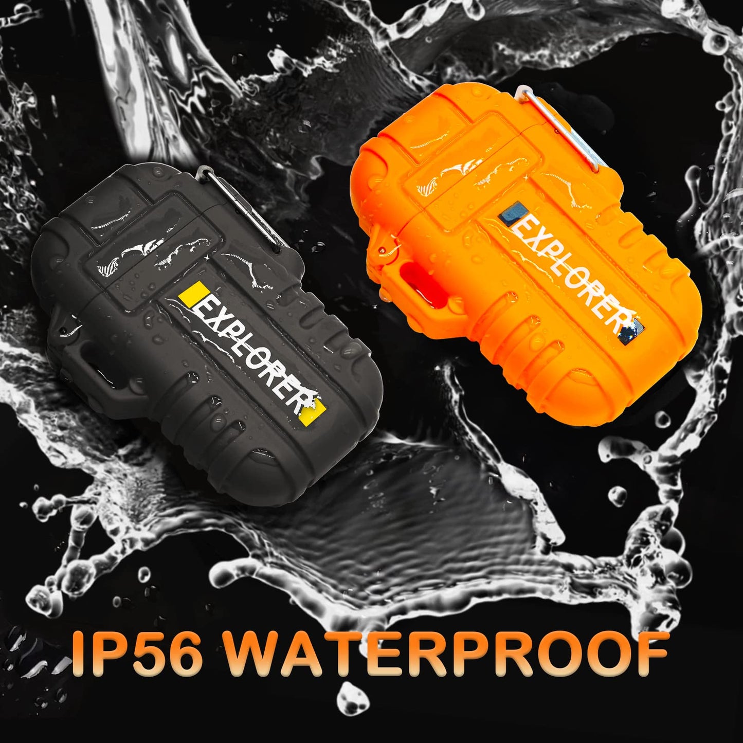2 Pack Waterproof Lighter Outdoor Windproof Torch Lighters Dual Arc Butane Electric Lighters USB Rechargeable Lighters Flameless Plasma Lighter Camping Hiking Adventure Survival Tactical Gear