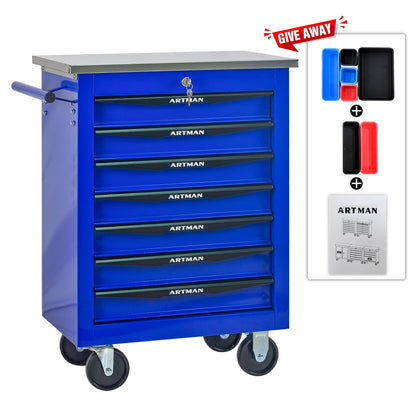 KEIKI 7 Drawers Tool Cart on Wheels,Multifunctional Rolling Tool Chest Tool Storage,Drawers Rolling Tool Trolley Organizer Tool Case for Garage, Warehouse, Workshop, Repair Shop (Blue)