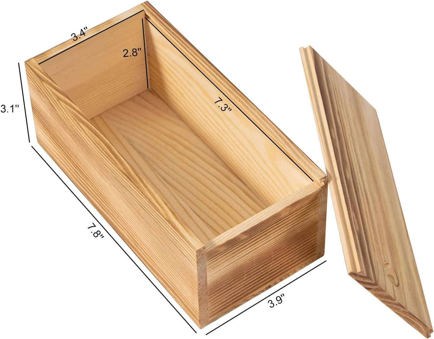 Vintage Wood Box with Slide Lid - 7.8'' x 3.9'' Keepsake Storage Wooden Box for Art Hobbies, DIY Lovers