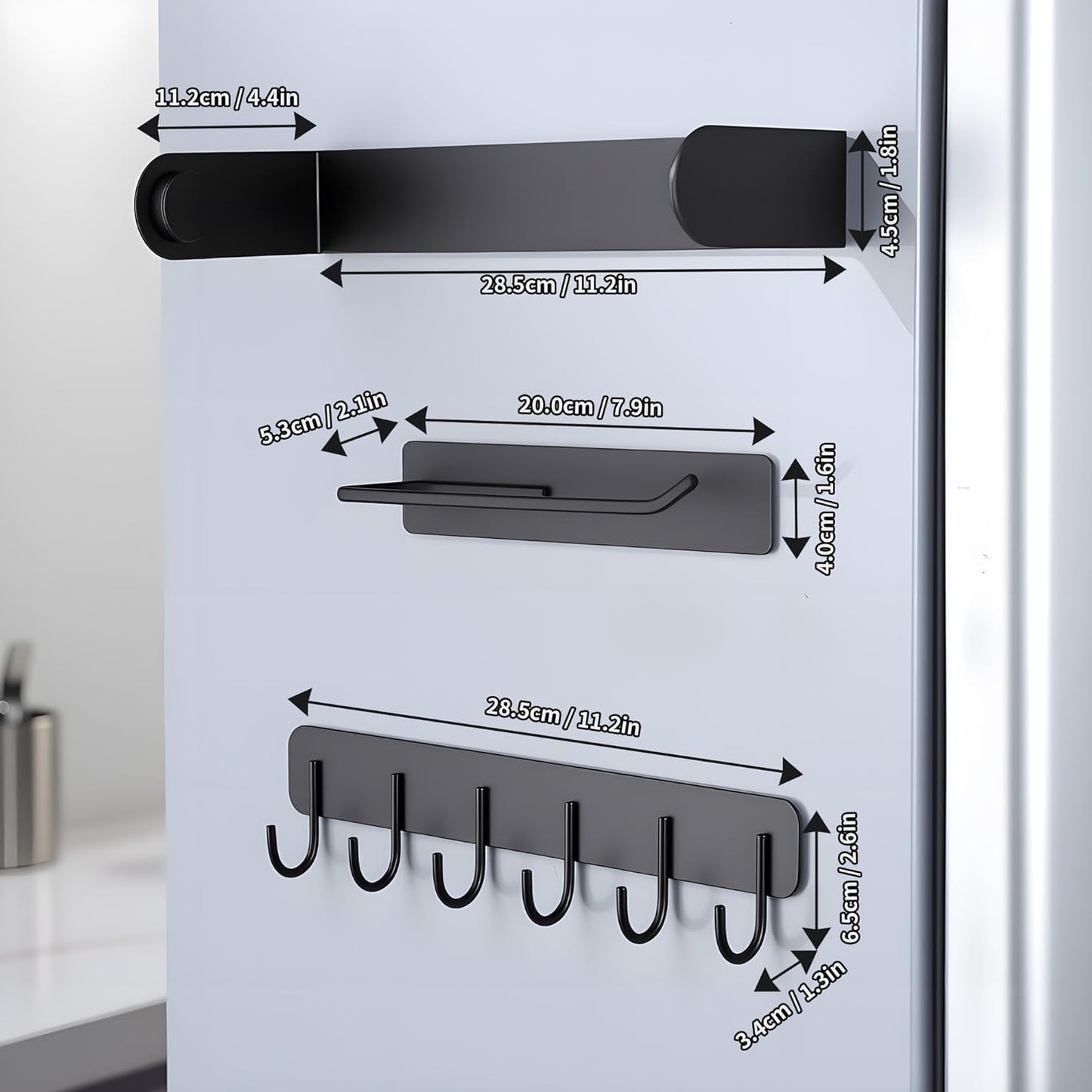 3 Packs Magnetic Kitchen Organizer & Magnetic Utensil Holder - Hanging Hooks &Paper Towel Holder & Tumbler Lid