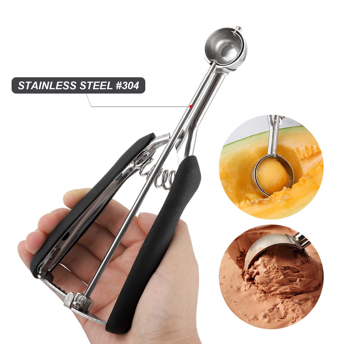 Small Cookie Scoop Set - 2 PCS Include 1 tsp / 2 tsp Cookie Dough Scoops, Cookies Scoops for Baking, Made of 18/8 Stainless Steel, Good Soft Grips, Quick Trigger Release