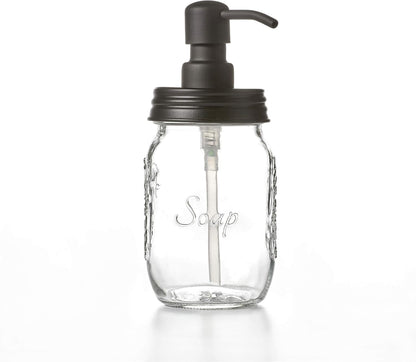 12oz 16oz) Mason Jar Soap and/or Lotion Dispenser for Hand Sanitizer, Liquid Soap or Hand/Body Lotion (Black