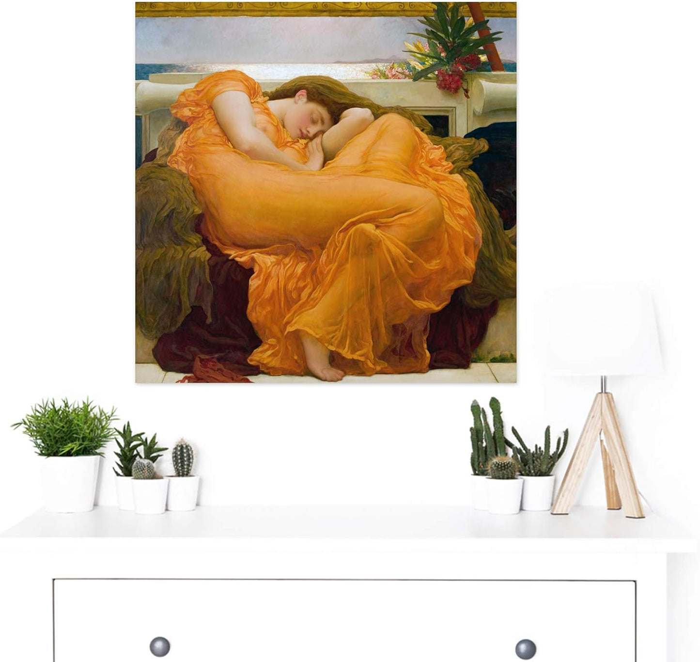 Artery8 Leighton Flaming June Painting - Large Wall Art Poster Print, 24X24 Inch, Thick Paper