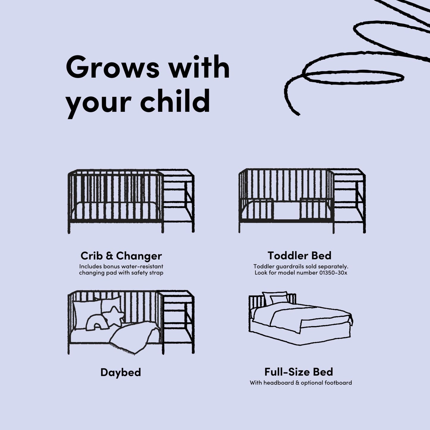 Storkcraft Steveston 5-in-1 Convertible Crib & Changer – GREENGUARD Gold Certified, Fits Standard Crib Mattress, Converts to Toddler Bed and Full Bed, 4 Adjustable Mattress Heights (White)