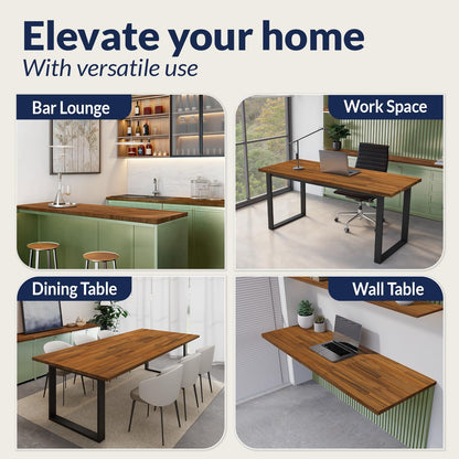 Howizz 60 x 30 in. Solid Wood Table Top, Teak Stained Acacia Desktop for Standing Desk/Office Tabletop/Countertop, 1in. Thick