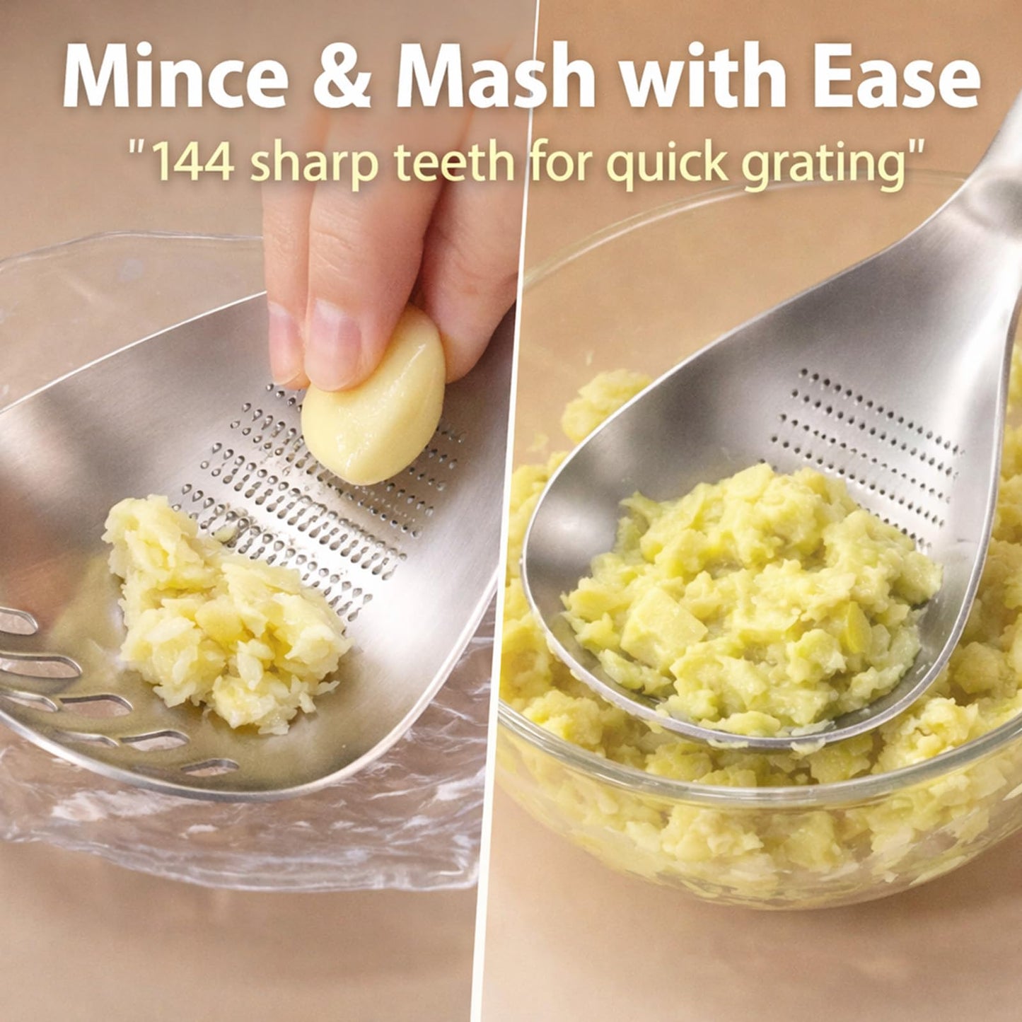 xyadyhz 304 Stainless Steel Cooking Spoon 9.05x3.14in- Multifunctional Kitchen Utensil: Slotted Spatula, Potato Masher, Raw Egg Yolk Separator, Food Grater Plate & Pasta Gadget