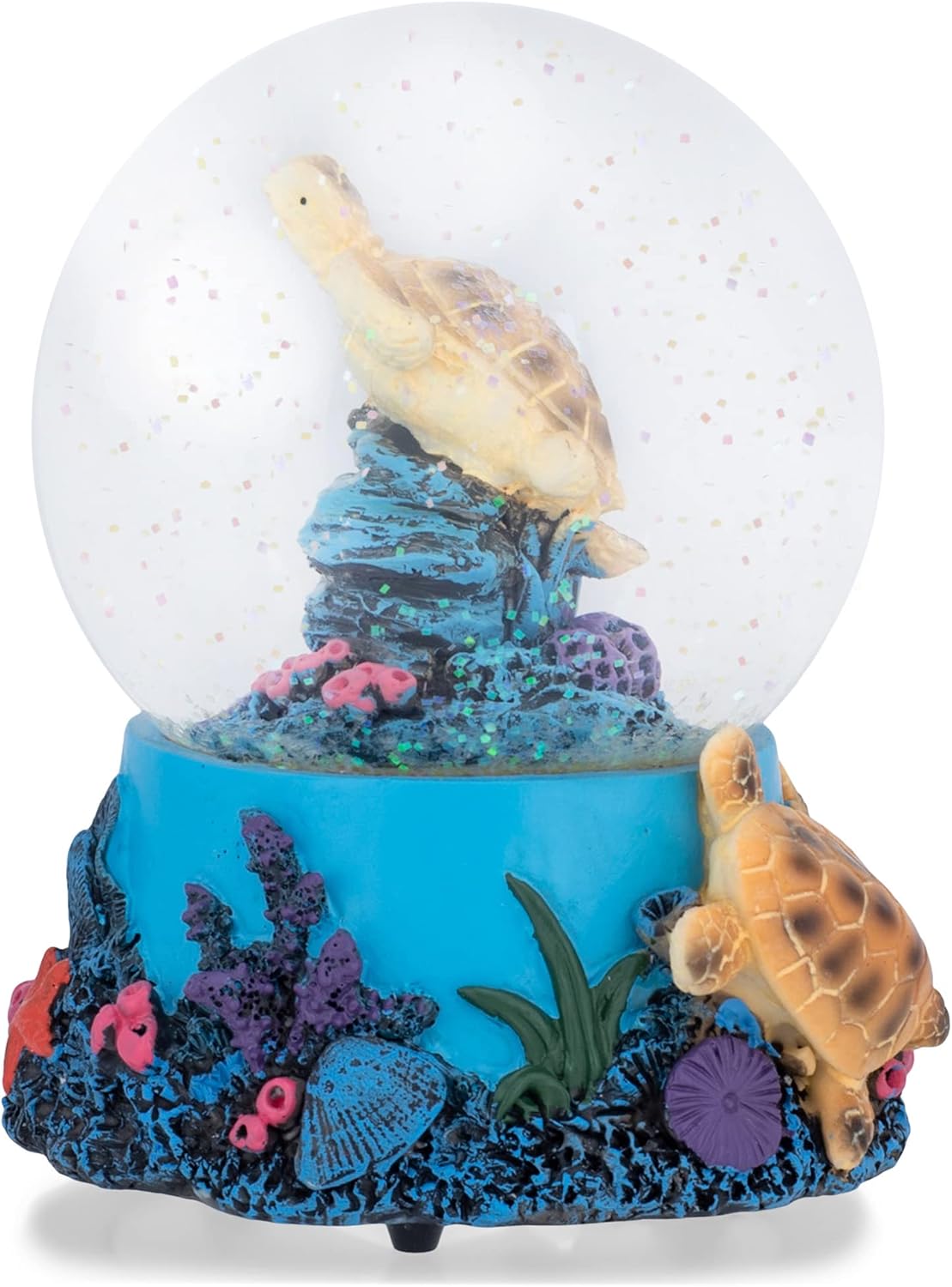 Elanze Designs Coral Reef Sea Turtles 100MM Wind Up Musical Glitter Water Snow Globe Decoration