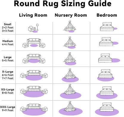 OLANLY Purple Round Area Rug - Soft & Fluffy Machine Washable 3 ft Circle Carpet for Bedroom & Nursery Decor