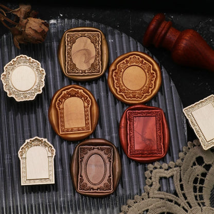 Frame Wax Seal Stamp Kit, WASOHLING Great Details 3D Embossed Relief Carving Head and Wood Handle for Wax Seal Stamp, Decor for Wedding Invites, Envelopes, Journaling or DIY Crafts (F06)