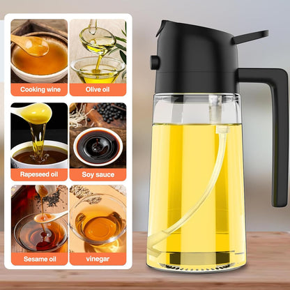 Generic 2 In 1 Oil Dispenser and Sprayer, 16 Oz/470 Ml for Kitchen Spray, Suitable for Cooking
