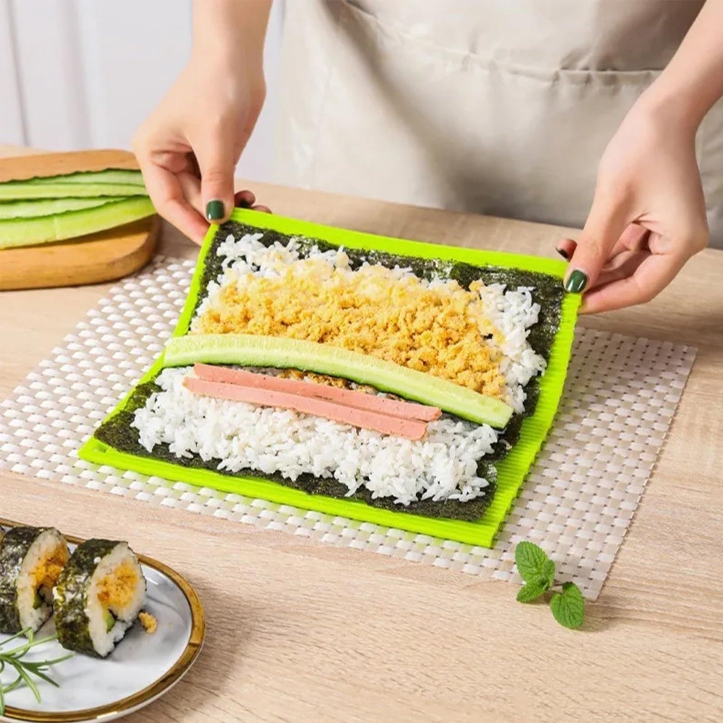 Shofilt Premium Silicone Sushi Making Kit - Rolling Mat for Beginners and Kids, 8.6 x 7.8 Inch