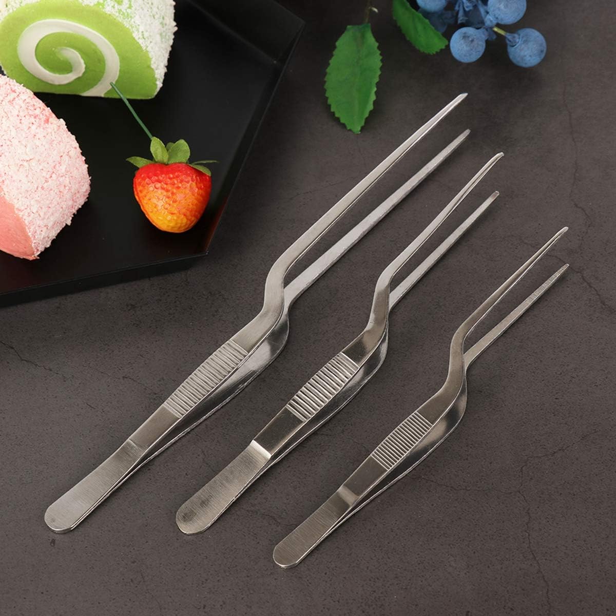 Multifunctional Stainless Steel Food Tweezer, Chef Kitchen Tool, BBQ Clip Pliers (14cm)