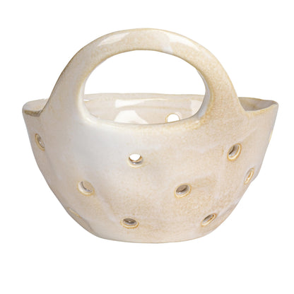 Creative Co-Op Set of 2 Cream Stoneware Colanders