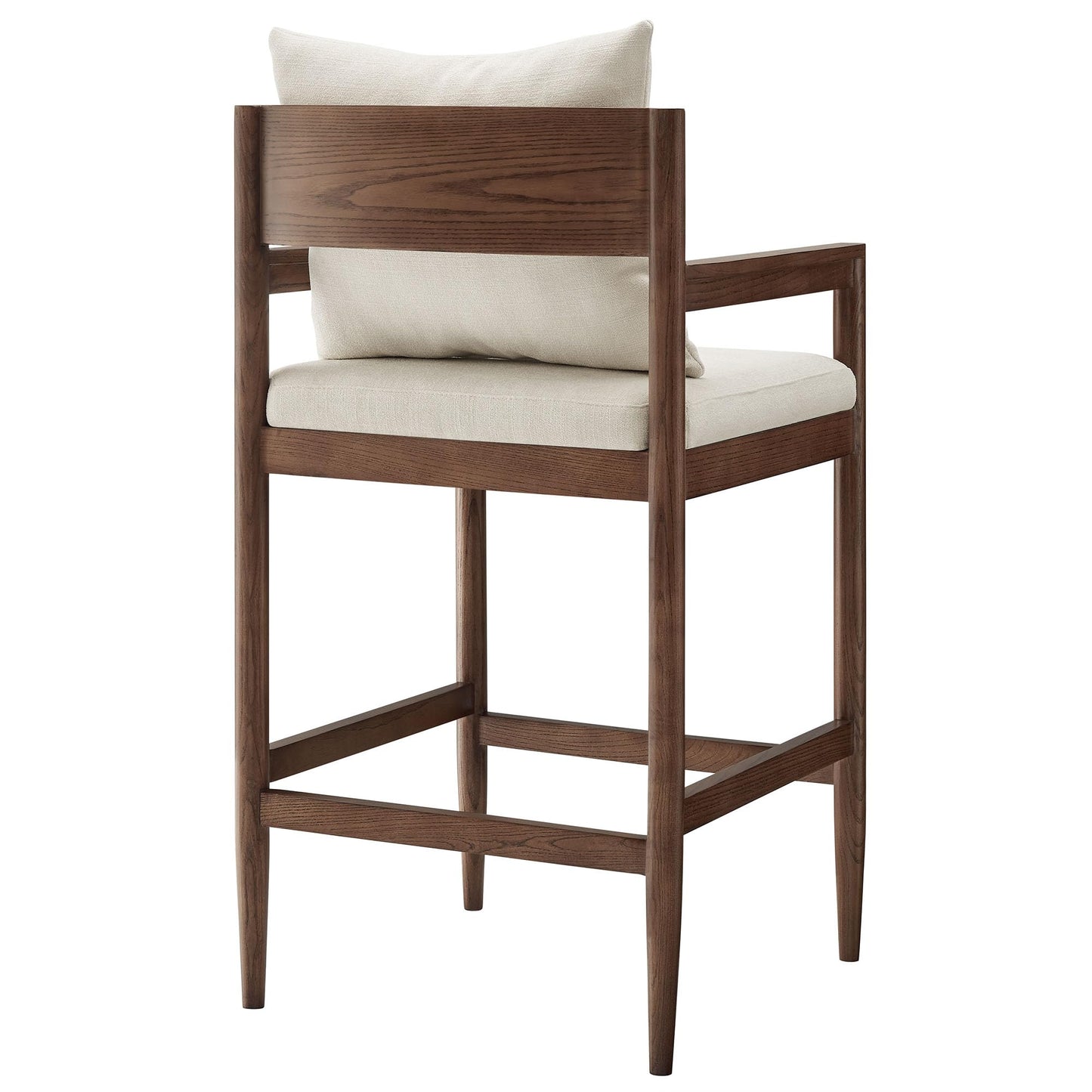 Modway Remington 29 Inch Barstool in Salt – Modern Upholstered Bar Height Stool with Back and Armrests – Wood Bar Chair with Cushion