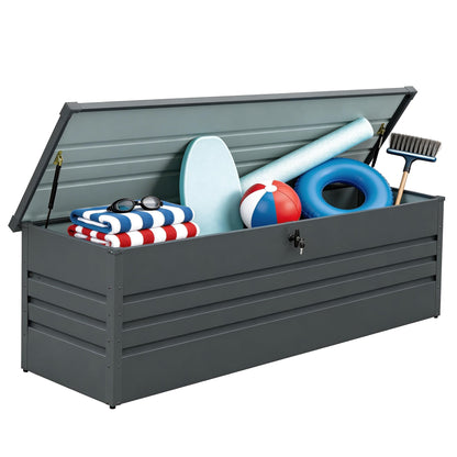 Zolyndo 260 Gallon Waterproof Outdoor Storage Box, Extra Large Outside Metal Deck Storage Box for Patio Cushions, Garden Tools, Pool Supplies