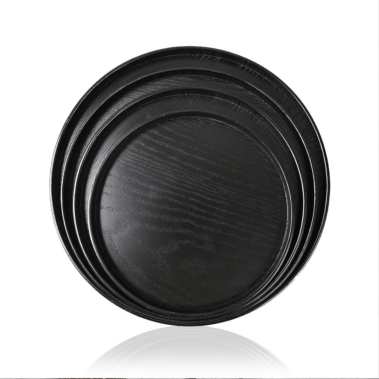 River (8.2inch, Round Wood Serving Tray, Solid Wooden Decorative Tray Non-Slip Tea Coffee Table Tray Snack Plate Food