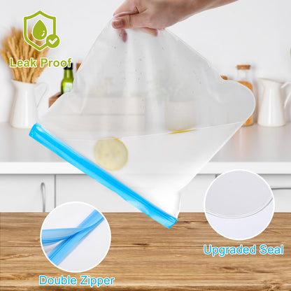 Lerine 10 Pack Stand-Up Reusable Freezer Bags, Leakproof Dishwasher Safe Food Storage Bags, BPA Free Reusable Gallon Bags for Marinating, Meal Prep (Multicolor, 3 Gallon 4 Sandwich 3 Snack)