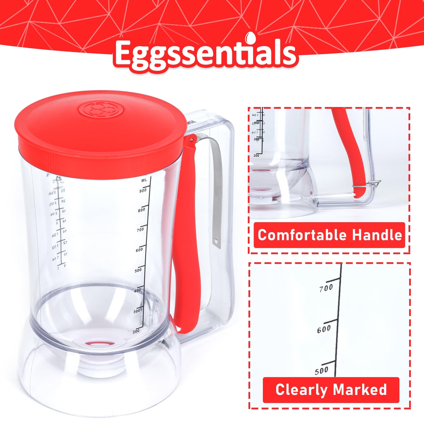 Eggssentials Pancake Batter Dispenser - Poached Egg Maker, Stainless Steel Egg Poaching Pan
